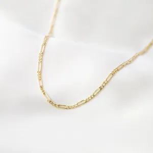 Gold-Plated Silver 3mm Figaro Chain Choker Necklace