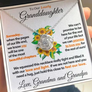 Granddaughter (Love Grandma and Grandpa), 14k Gold Stainless Steel Necklace for Granddaughters