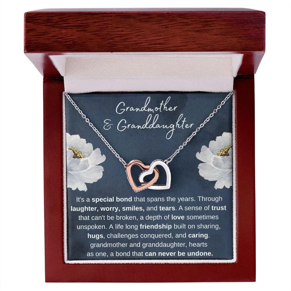 Grandmother & Granddaughter, Hearts as One - Interlocked Gold Hearts Necklace for Grand Daughter