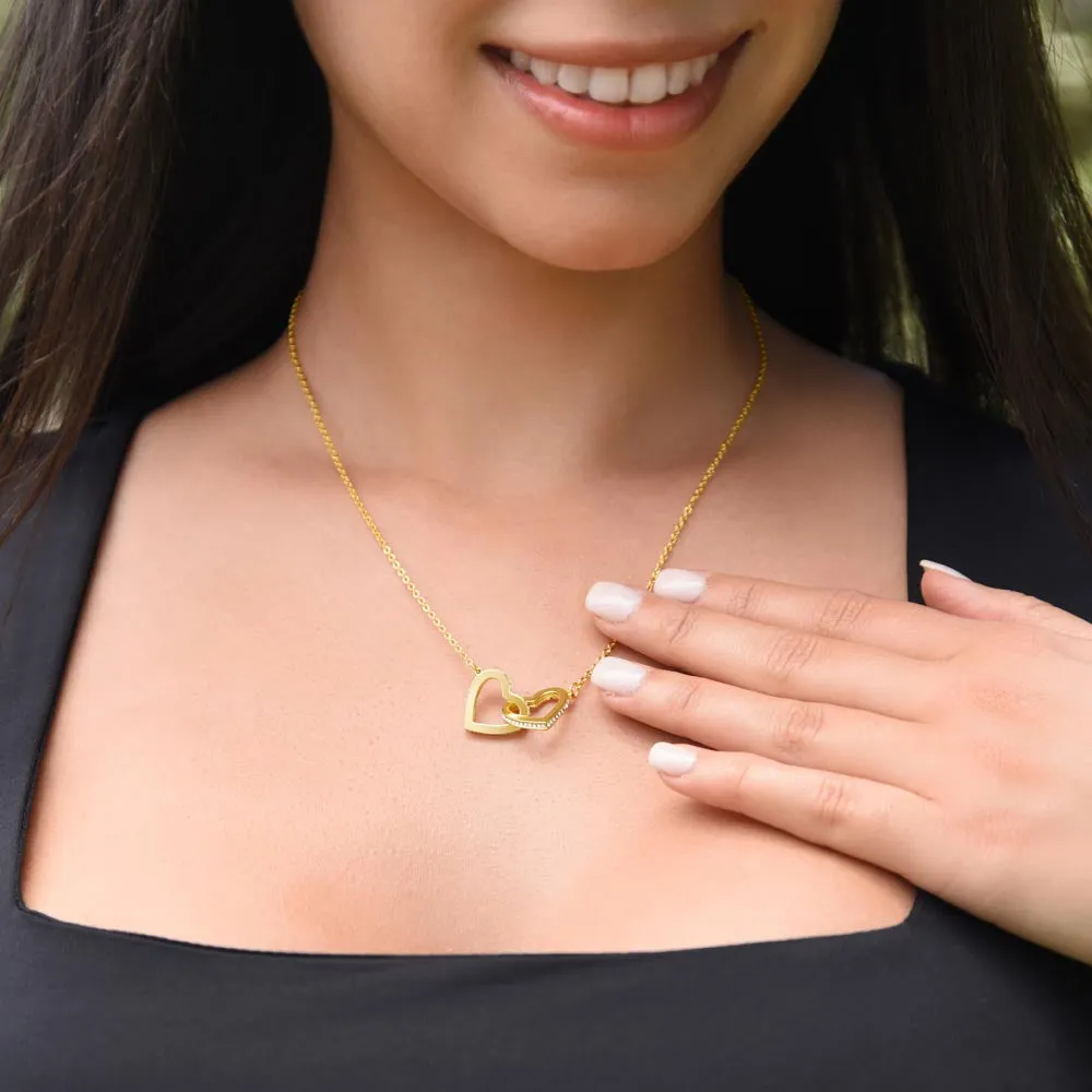 Grandmother & Granddaughter, Hearts as One - Interlocked Gold Hearts Necklace for Grand Daughter