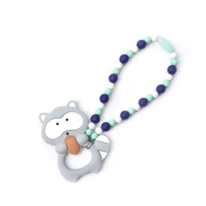 Gray & Blue Raccoon Baby Carrier Teether Toy
