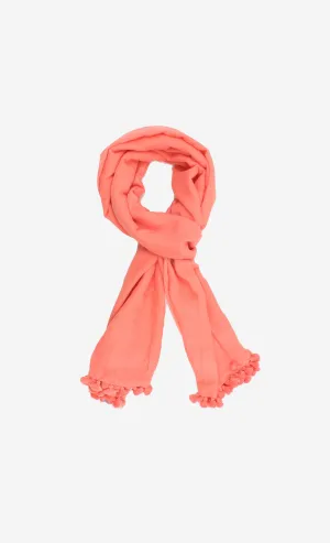 Handloomed Cotton Tassel Scarf  Peach