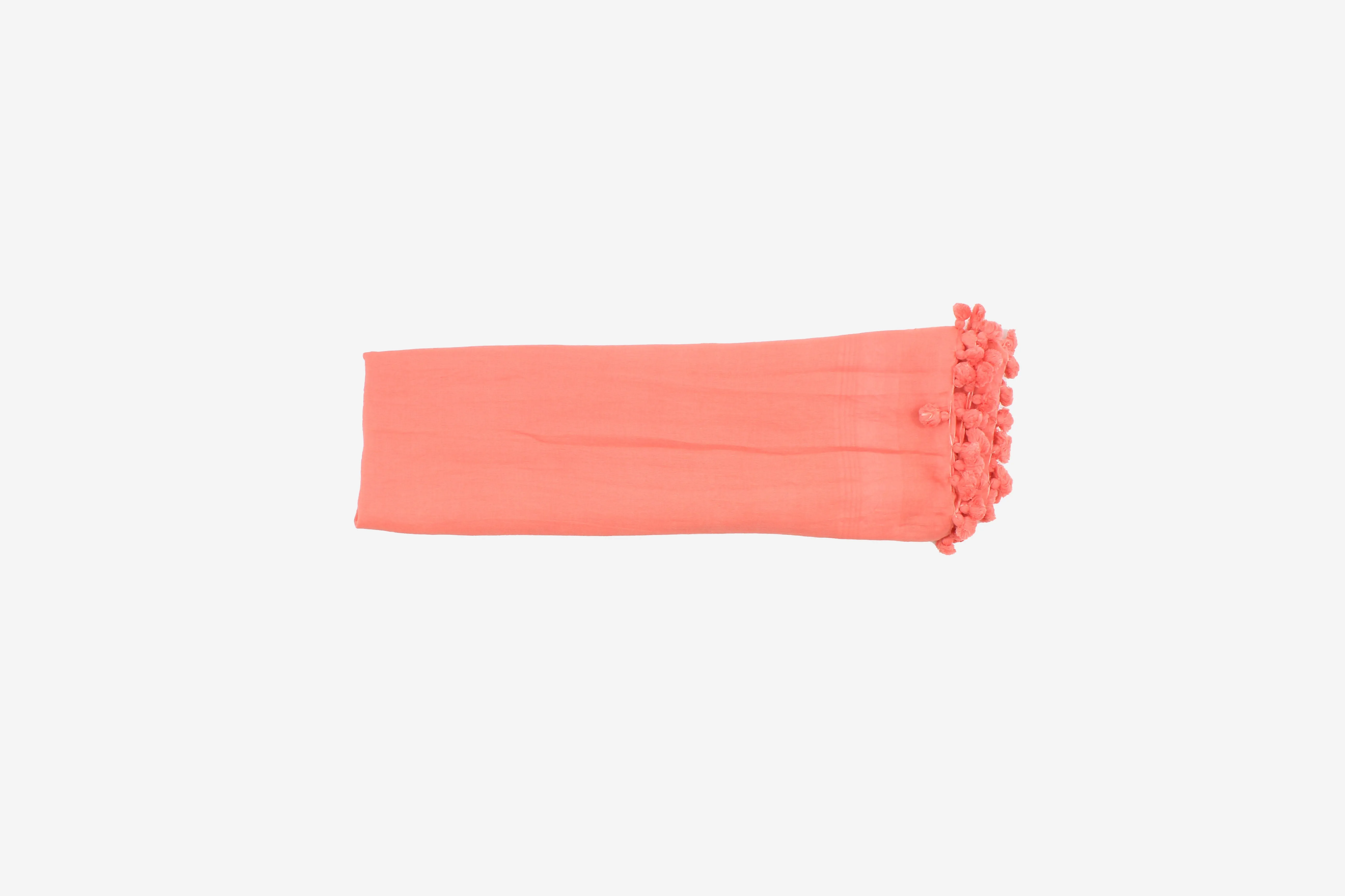 Handloomed Cotton Tassel Scarf  Peach