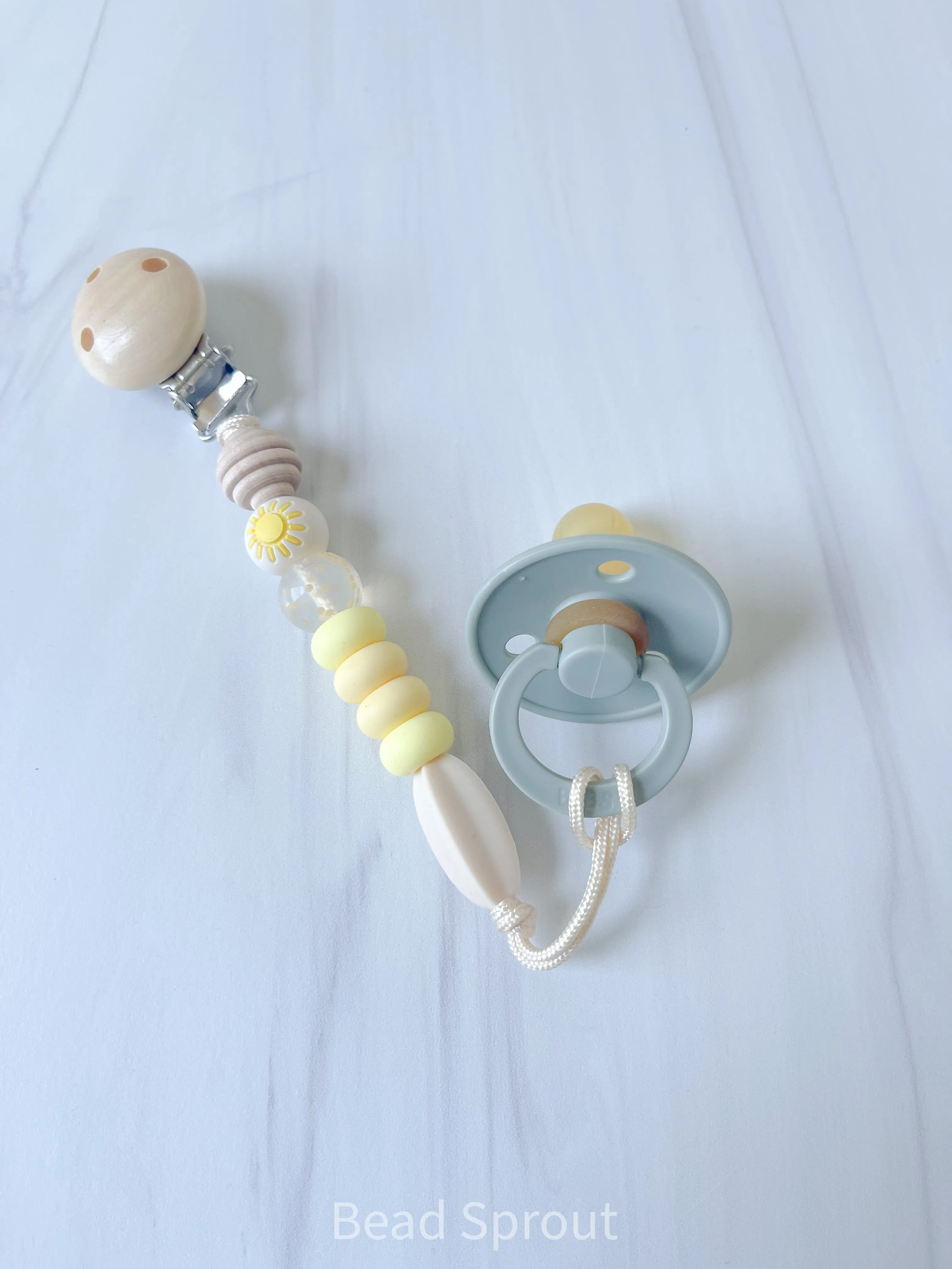 Handmade Starfruit Pacifier Clip, Bead Sprout