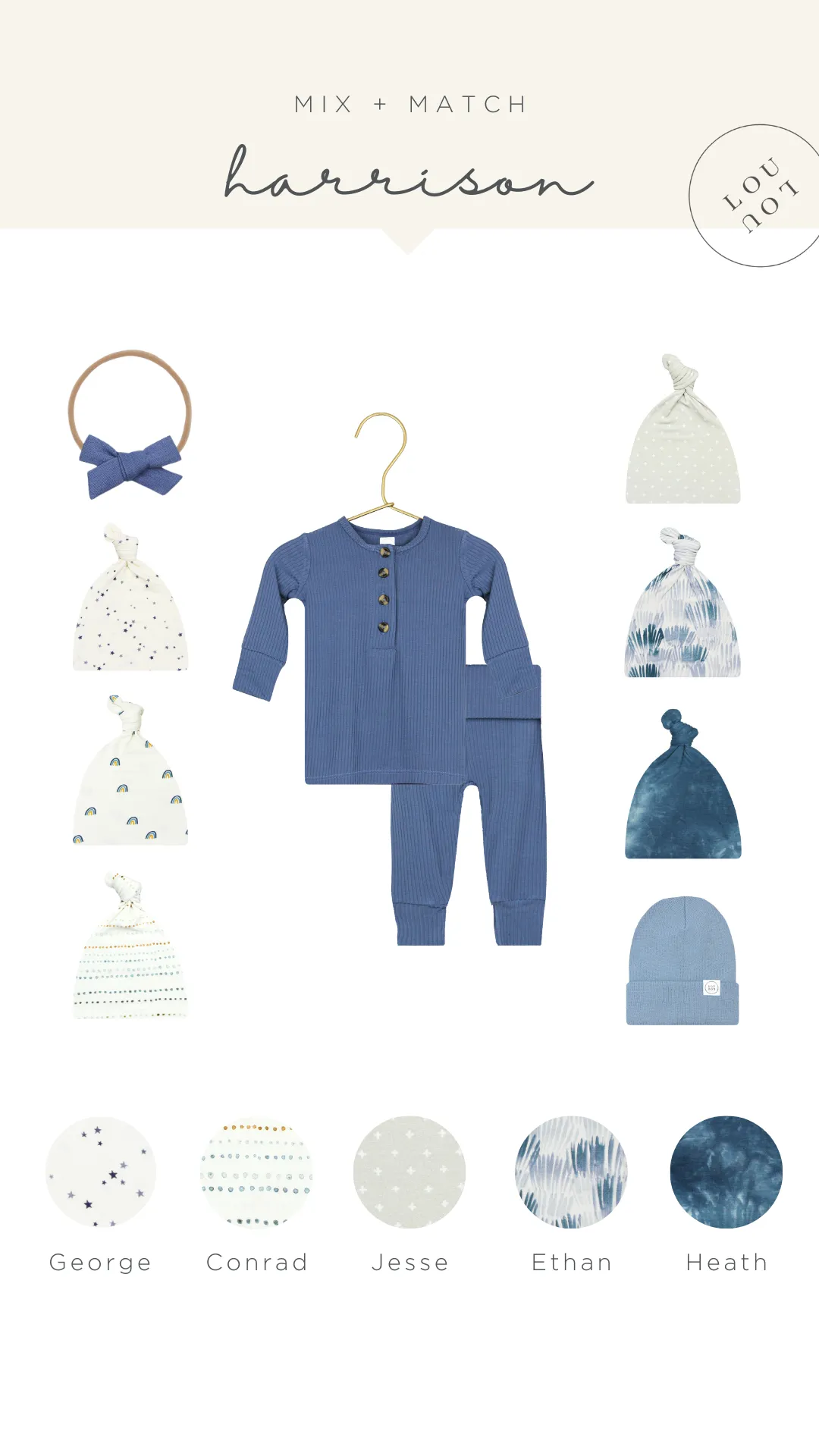 Harrison Ribbed Newborn Hat Bundle (Gown)