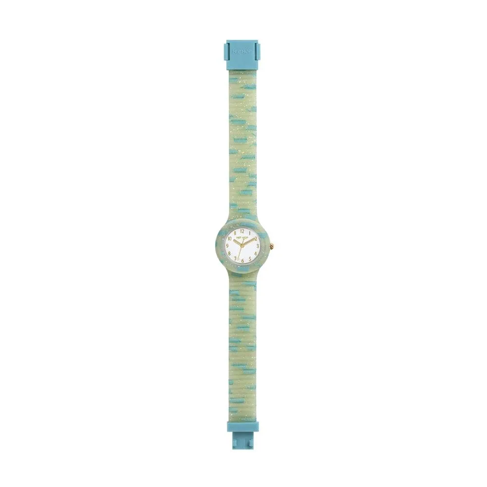 Hip Hop Yellow and Light Blue Lace Lace Collection 32mm Hwu1226 watch