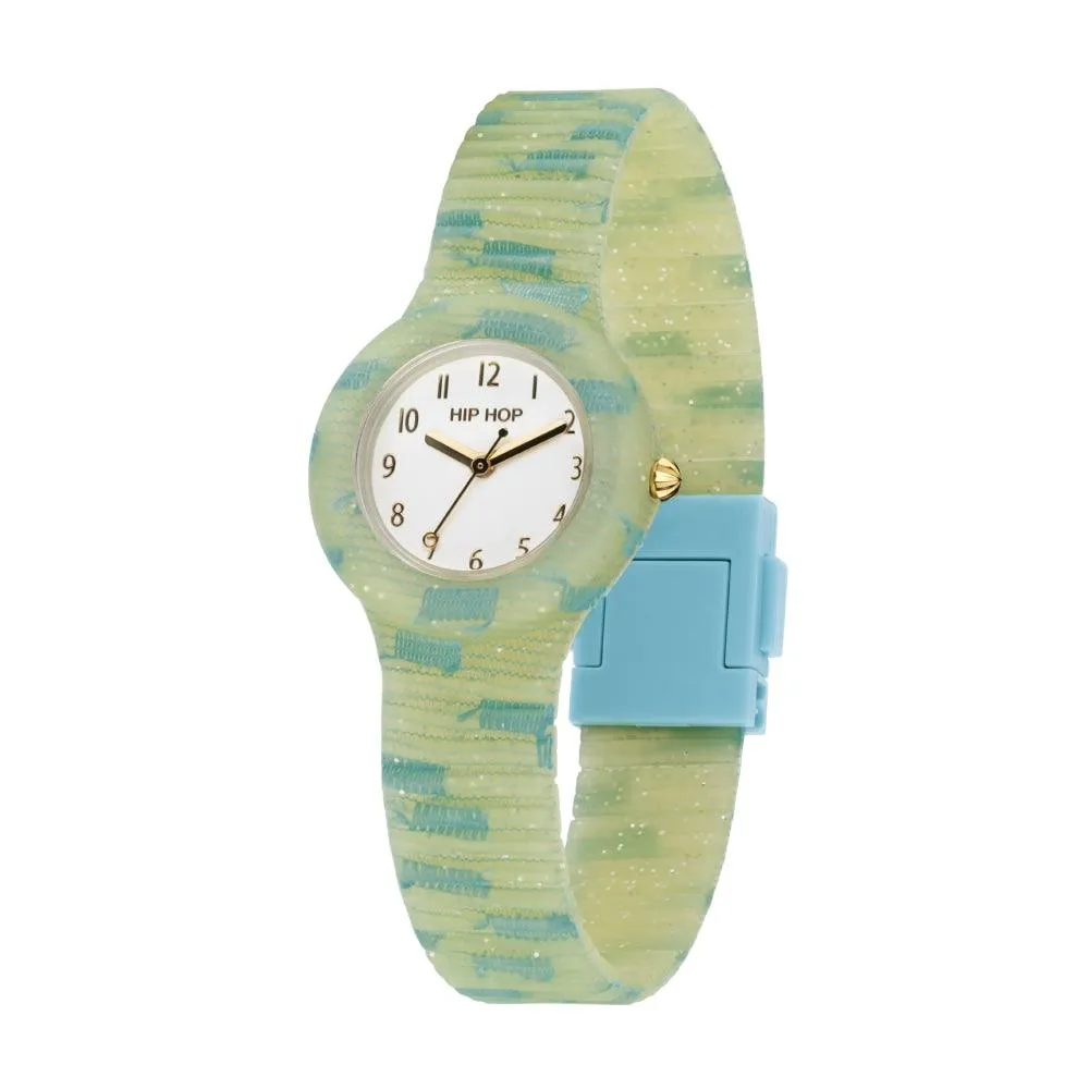 Hip Hop Yellow and Light Blue Lace Lace Collection 32mm Hwu1226 watch