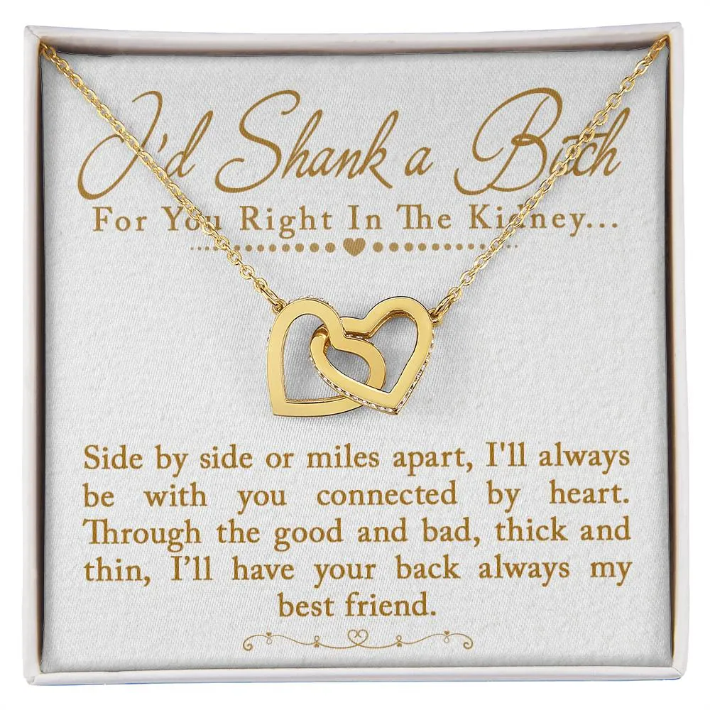 I'd Shank a Bitch For You Right In The Kidney Necklace, Interlocking Hearts Funny Best Friend Gift for Birthday Gift for Sister or Best Friend, Great BFF Gift