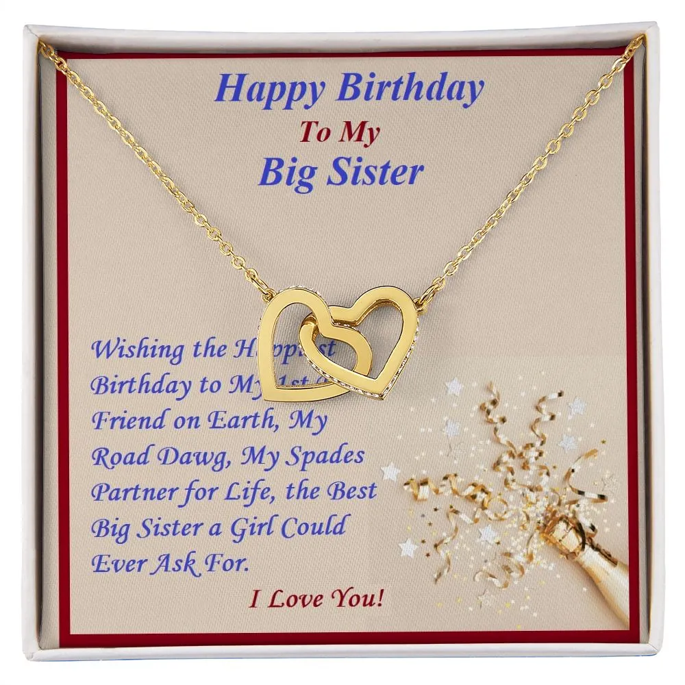 Interlocking Hearts Necklace, For Her, Custom Message Card