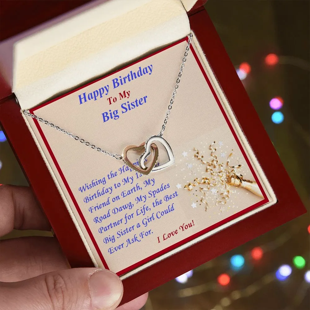 Interlocking Hearts Necklace, For Her, Custom Message Card