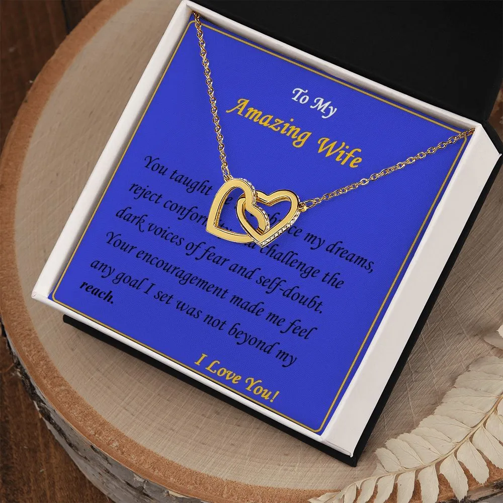 Interlocking Hearts Necklace, For Her, Custom Message Card