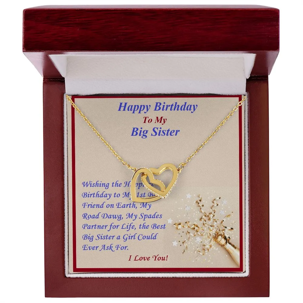 Interlocking Hearts Necklace, For Her, Custom Message Card