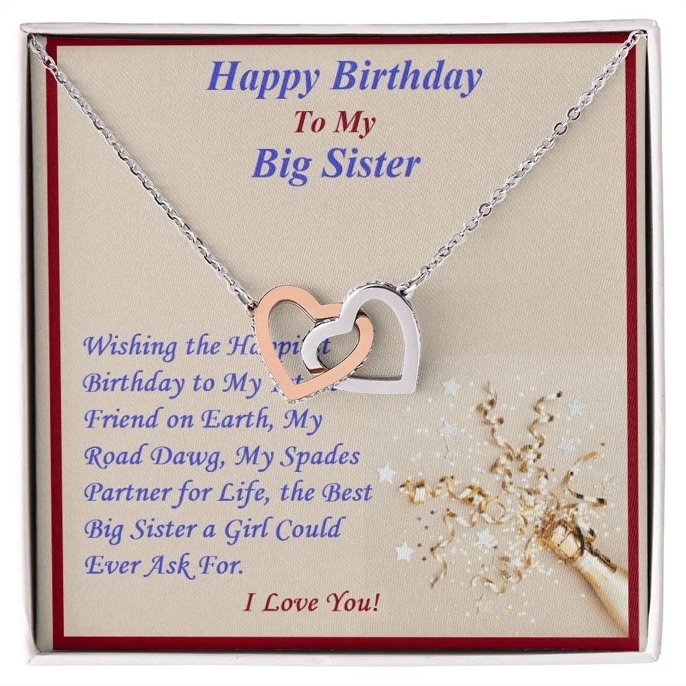 Interlocking Hearts Necklace, For Her, Custom Message Card