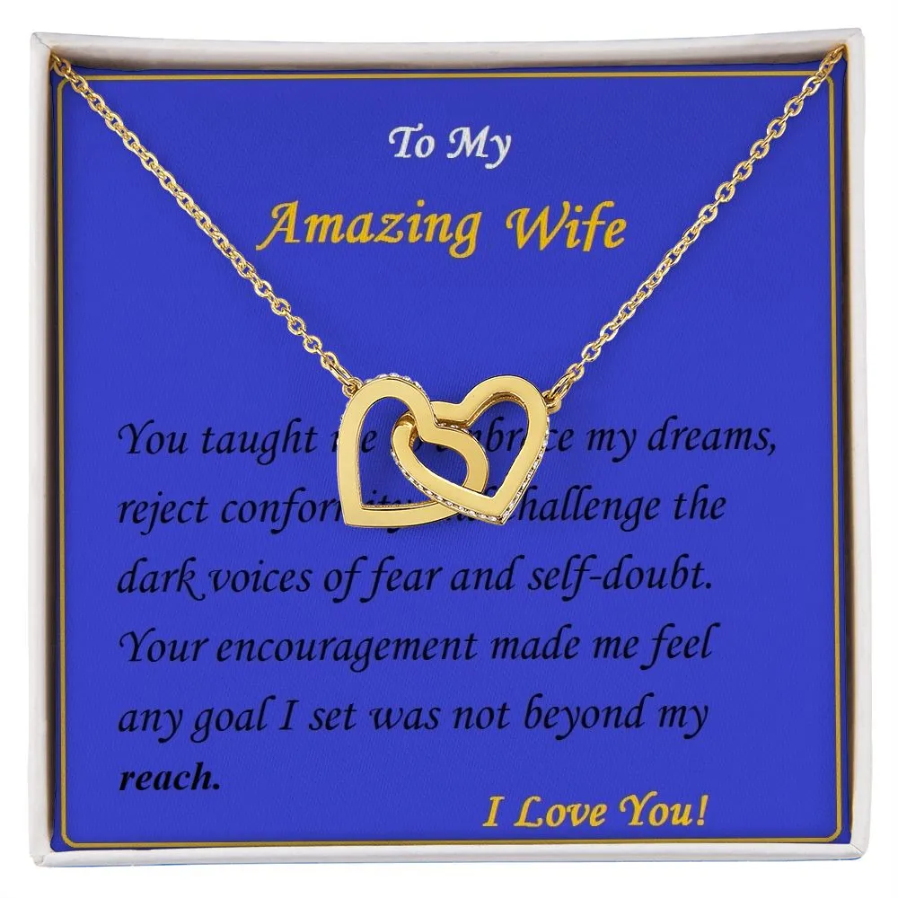 Interlocking Hearts Necklace, For Her, Custom Message Card