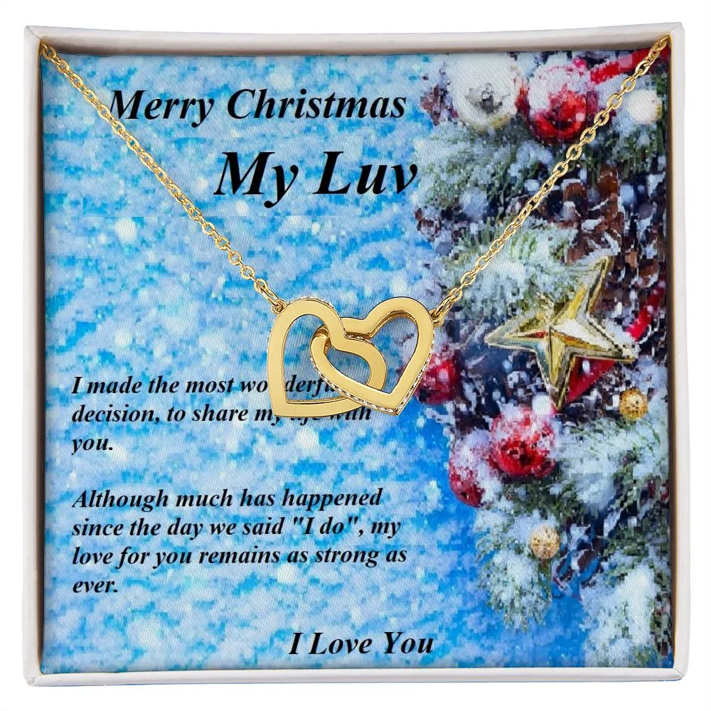 Interlocking Hearts Necklace, For Her, for Christmas, Anniversary, Birthday, Valentine's Day, Mother's Day, with Custom Message Card