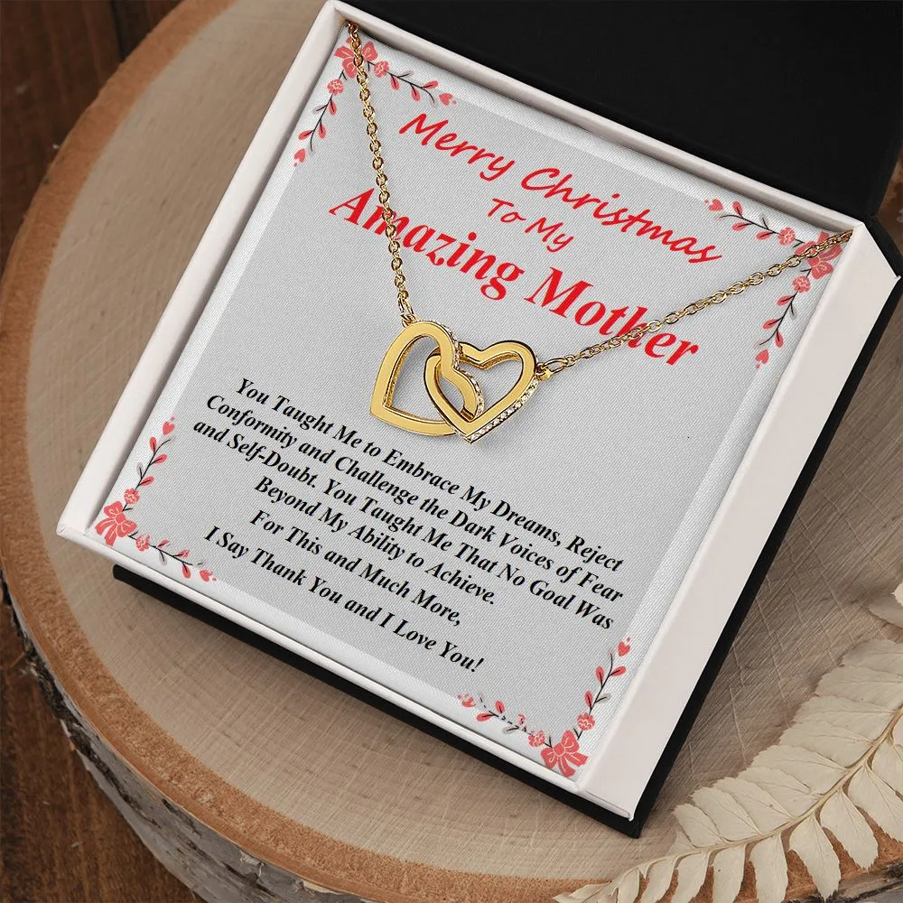 Interlocking Hearts Necklace, For Her, Message Card