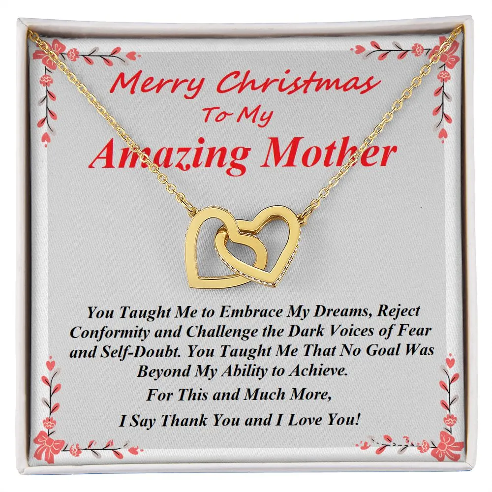 Interlocking Hearts Necklace, For Her, Message Card