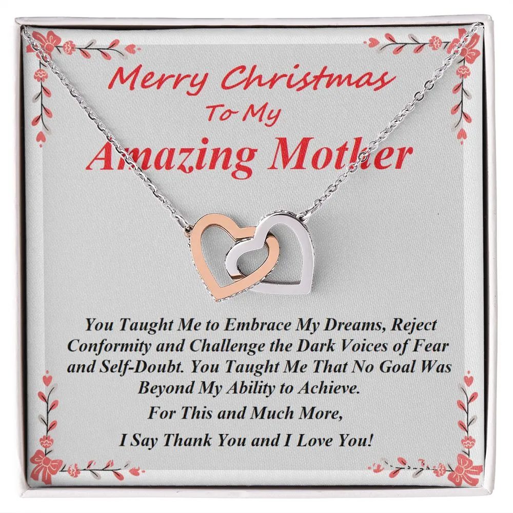 Interlocking Hearts Necklace, For Her, Message Card