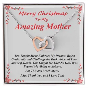 Interlocking Hearts Necklace, For Her, Message Card