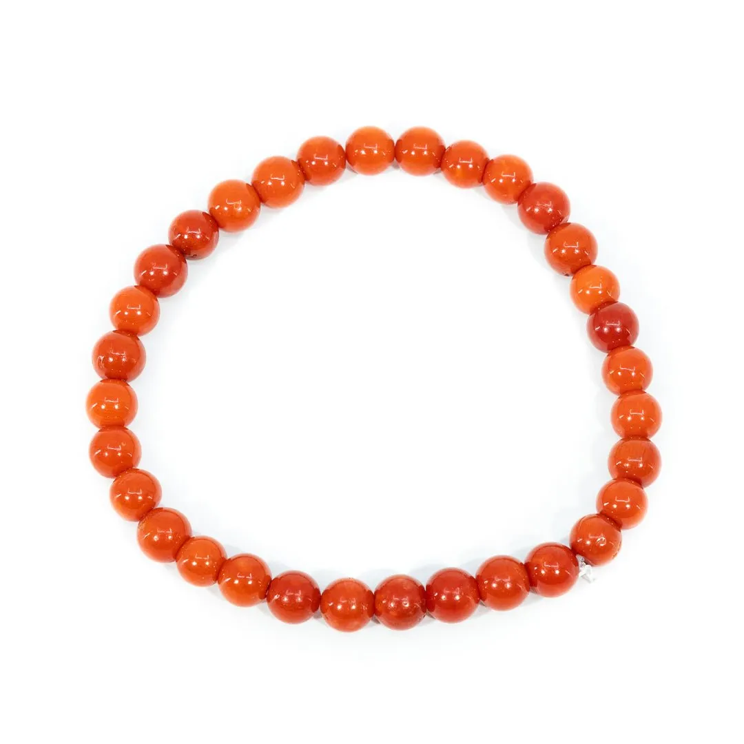 Italian Red Coral 6mm Luxury Beaded Bracelet