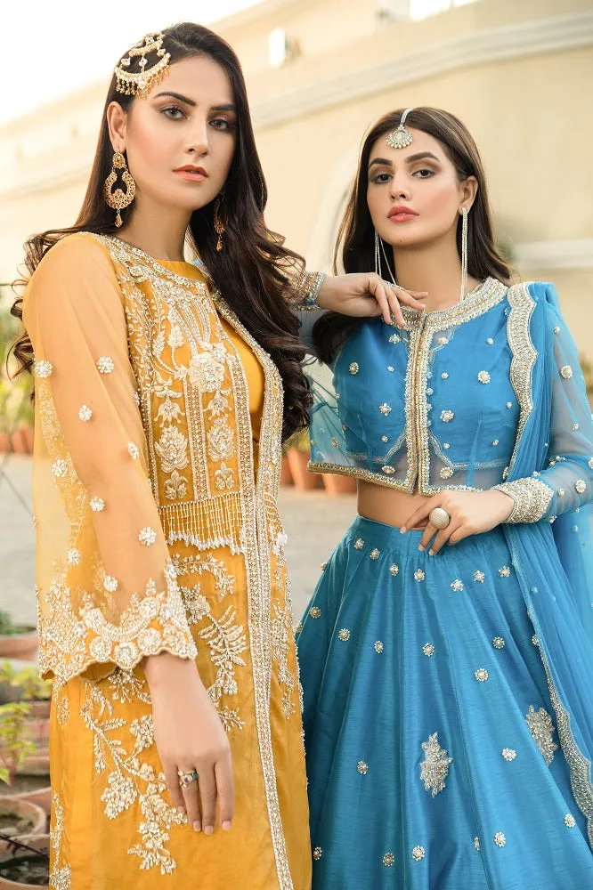 Jacket Sharara Mustard Yellow Pakistani Bridal Dress