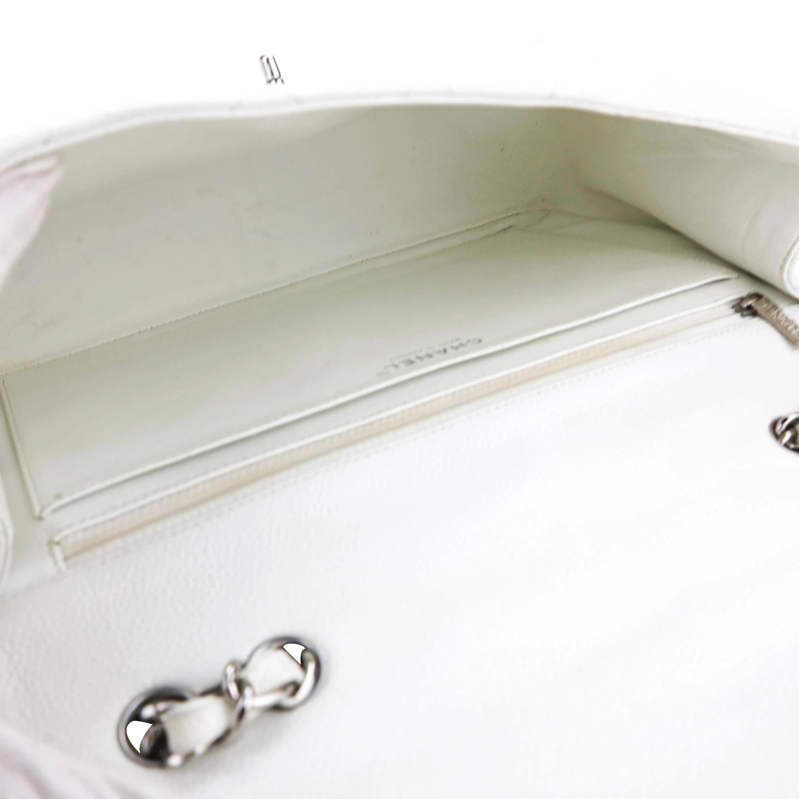 Jumbo Classic Single Flap Bag in White Caviar SHW