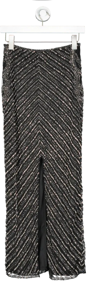 Karen Millen Black Embellished Beaded Woven Co Ord Skirt UK 6