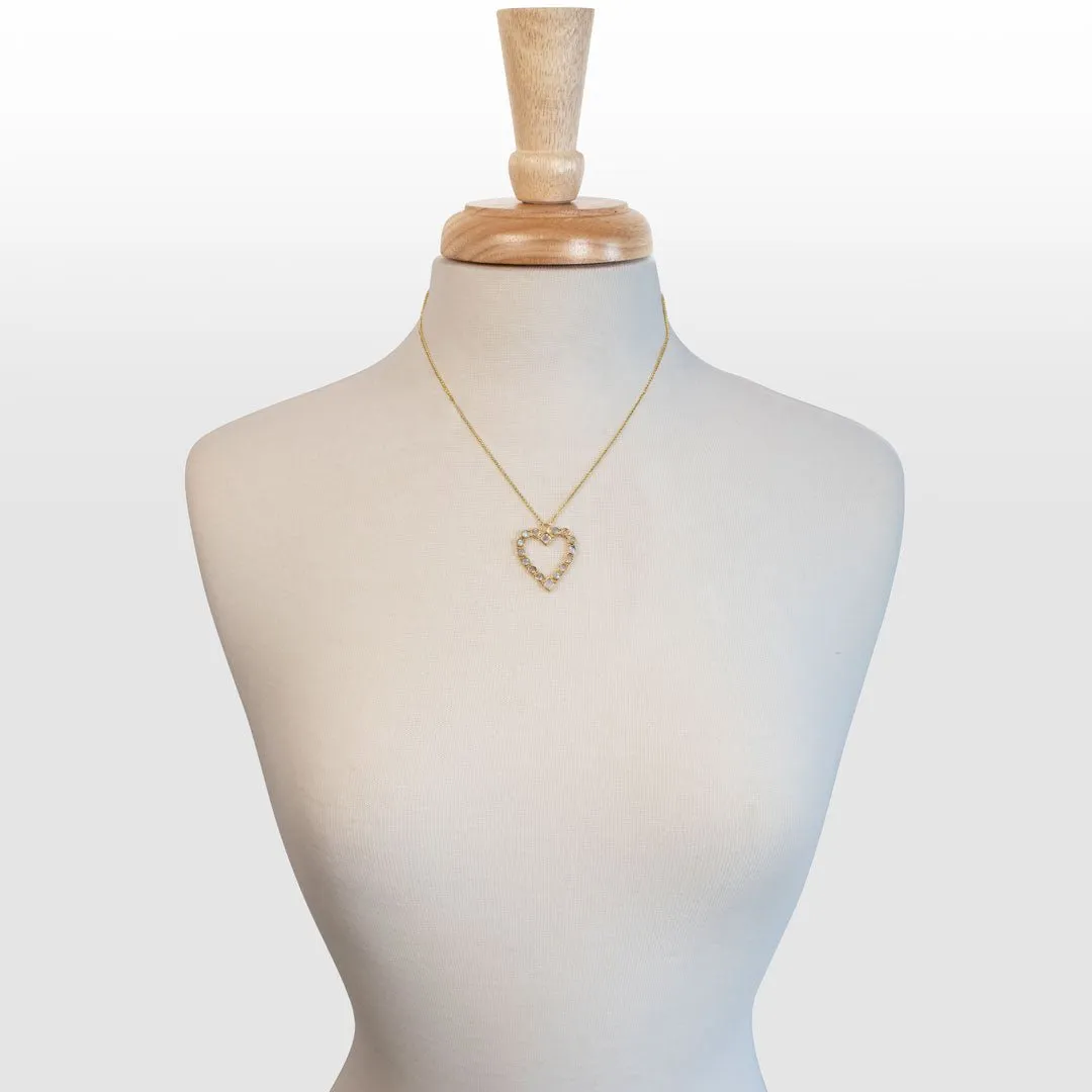 Keepsake - Moonstone and 14K Gold Vermeil Good Luck Heart Necklace