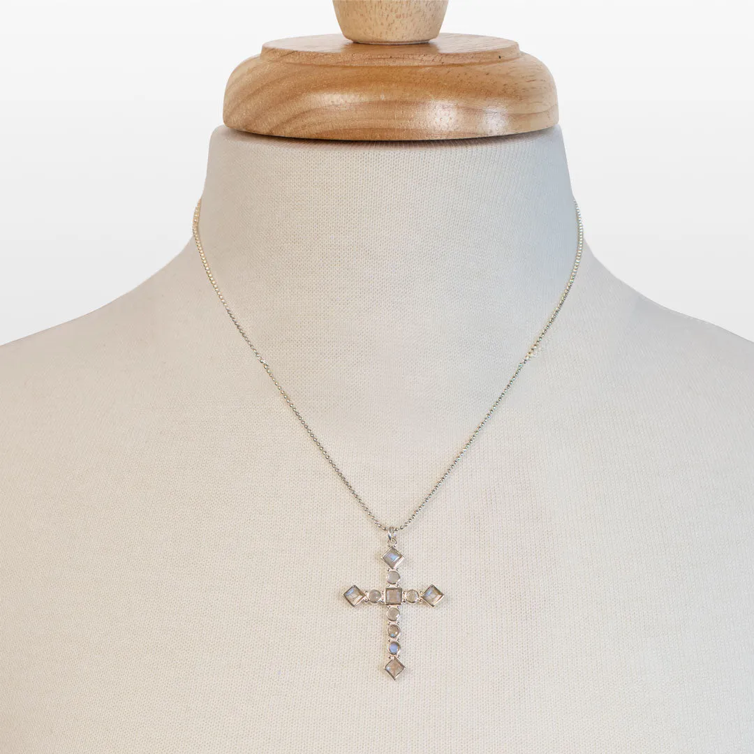 Keepsake - Moonstone and Sterling Silver Cross Necklace