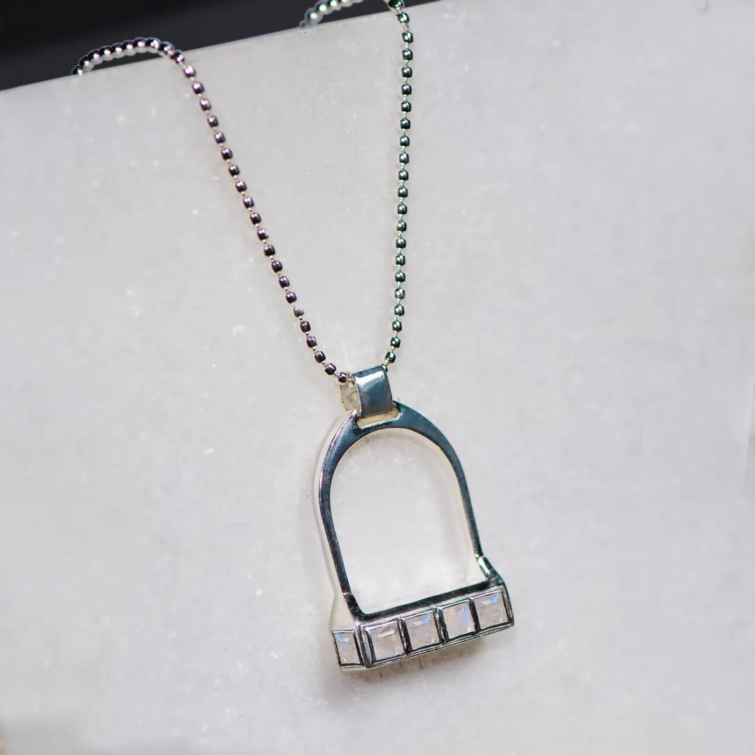 Keepsake - Moonstone and Sterling Silver English Stirrup Necklace