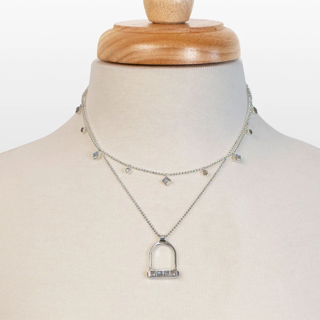 Keepsake - Moonstone and Sterling Silver English Stirrup Necklace
