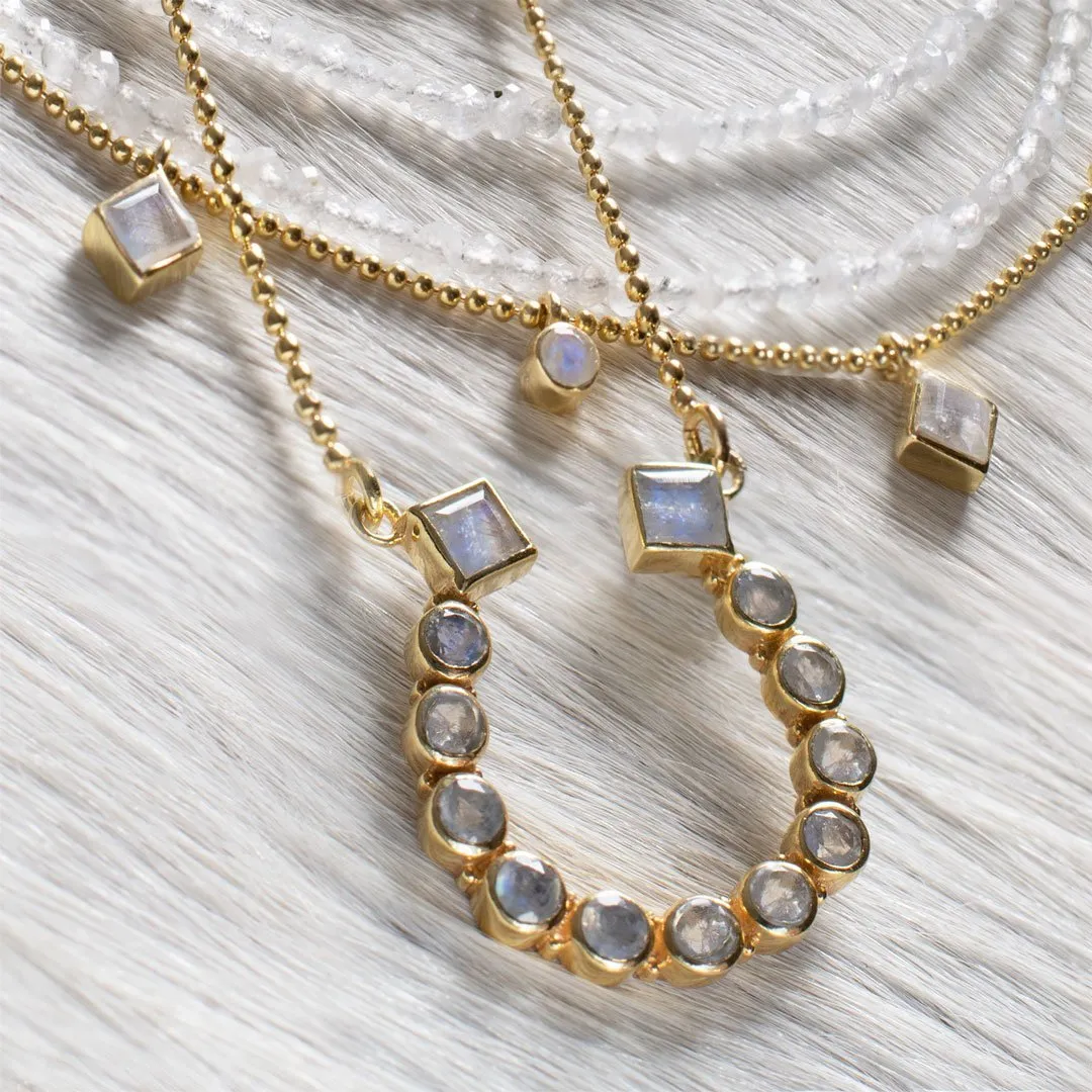 Keepsake - Moonstone and Sterling Silver Horseshoe Necklace