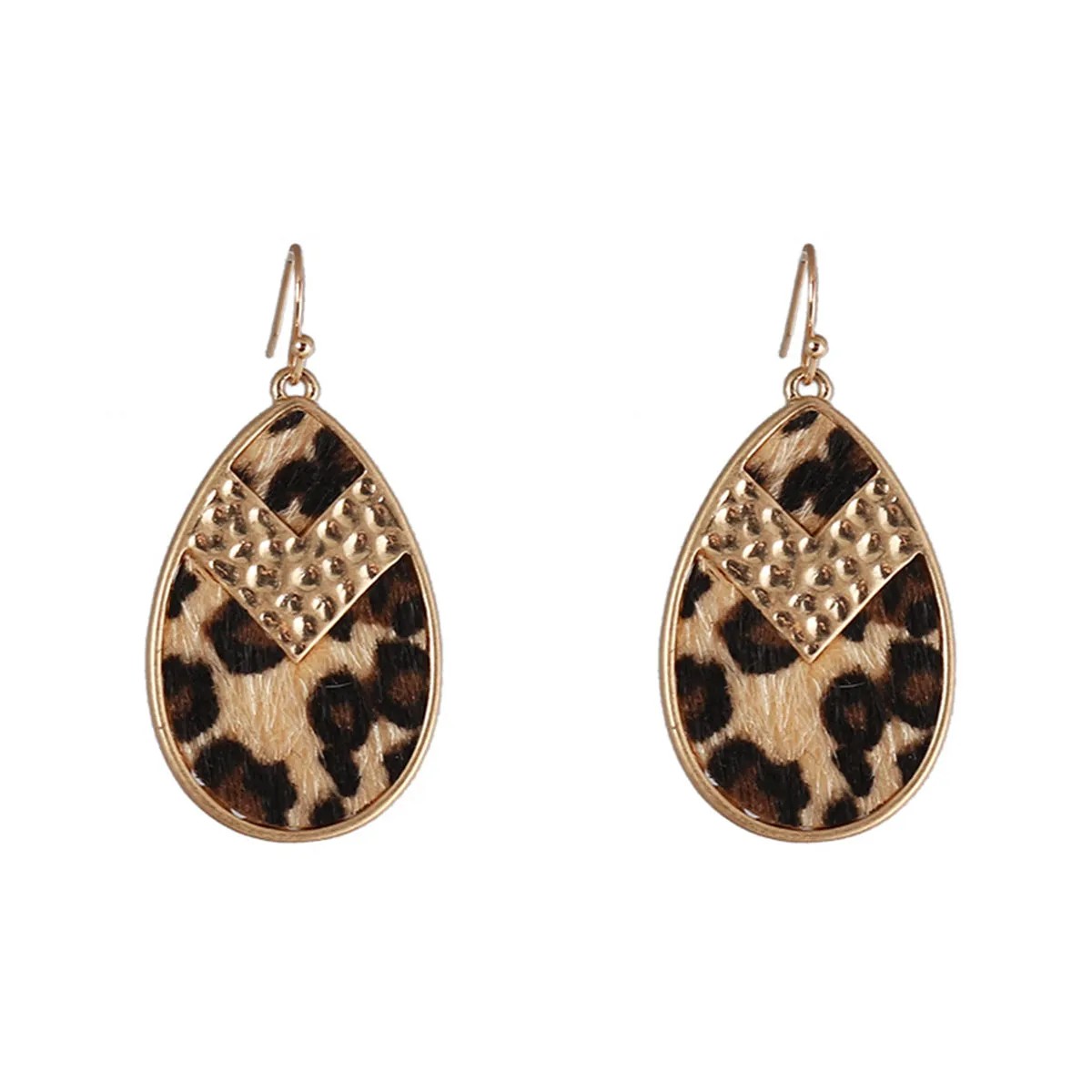 Khaki Polystyrene & 18K Gold-Plated Leopard-Print Teardrop Earrings