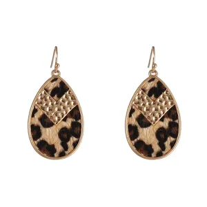 Khaki Polystyrene & 18K Gold-Plated Leopard-Print Teardrop Earrings
