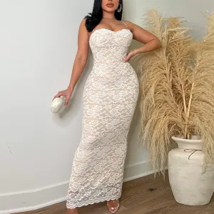 Lace Spaghetti Strap Maxi Dress