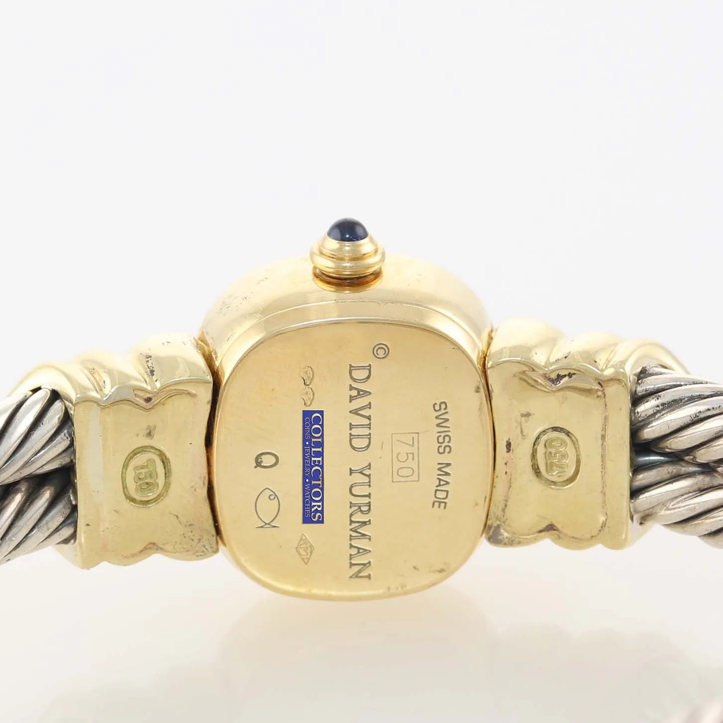 Ladies David Yurman T-17326 18k Gold Silver Diamond MOP Bangle Bracelet Watch