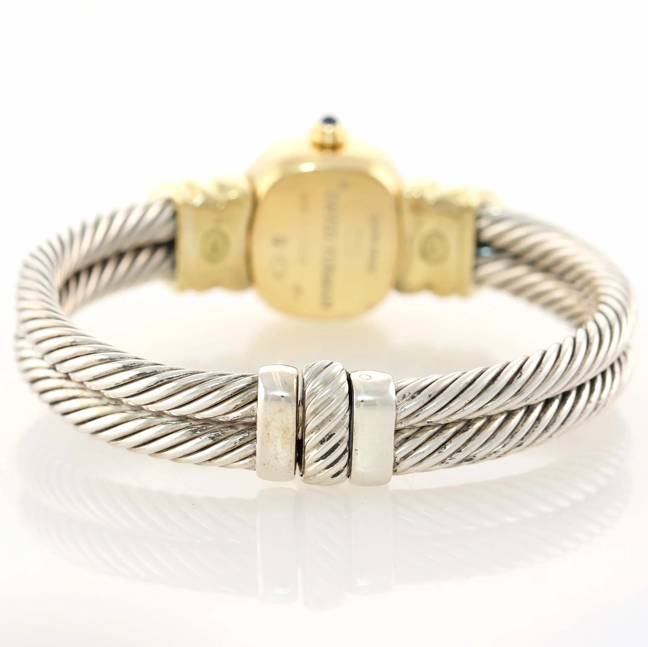 Ladies David Yurman T-17326 18k Gold Silver Diamond MOP Bangle Bracelet Watch