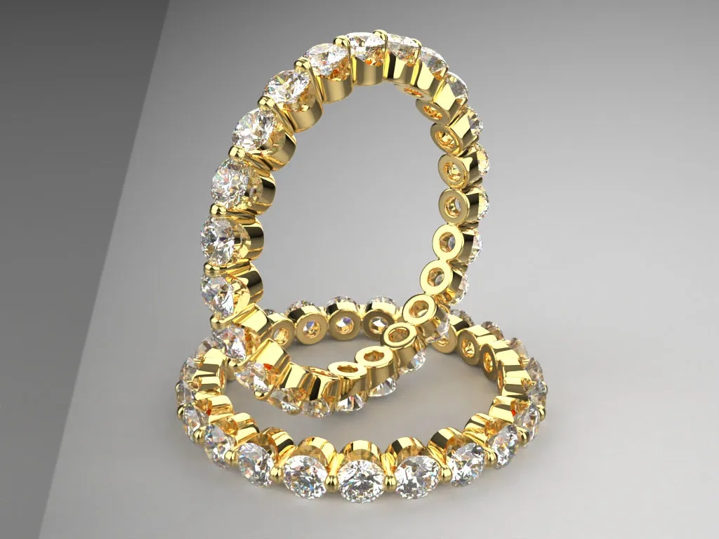 Ladies Floating Diamond Eternity Band w 2.5mm wide lab grown round diamonds