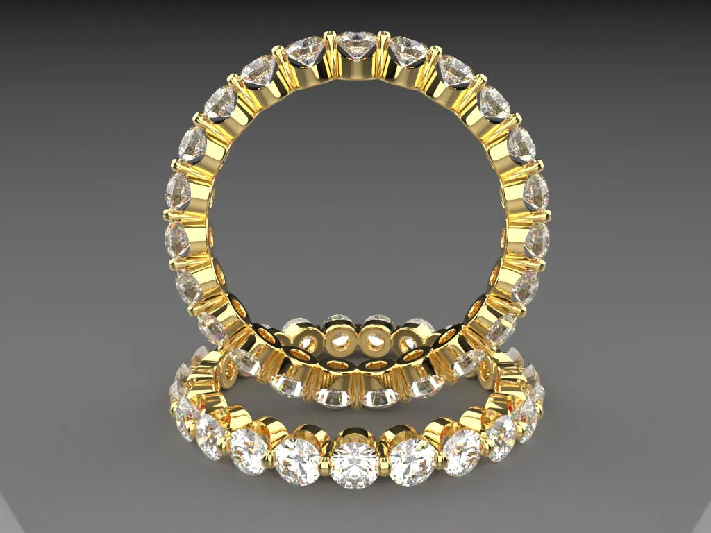 Ladies Floating Diamond Eternity Band w 2.5mm wide lab grown round diamonds