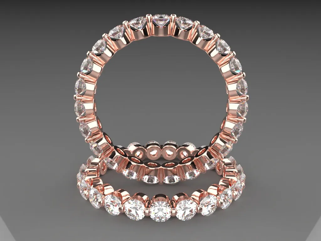 Ladies Floating Diamond Eternity Band w 2.5mm wide lab grown round diamonds