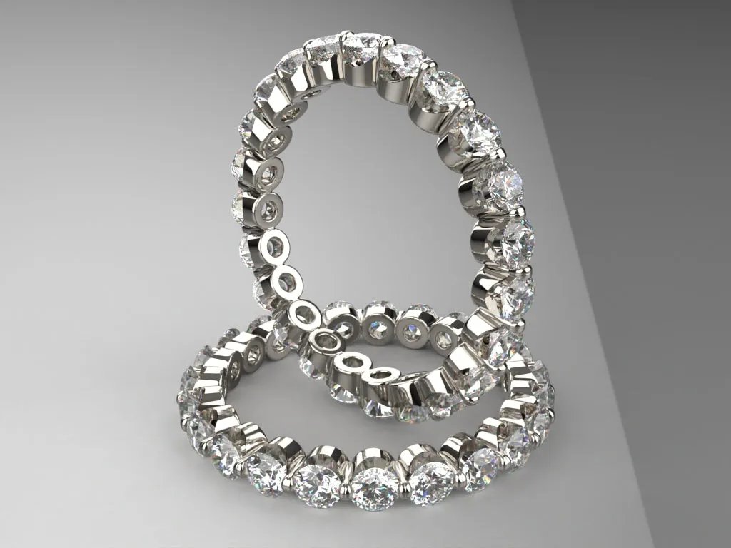 Ladies Floating Diamond Eternity Band w 2.5mm wide lab grown round diamonds