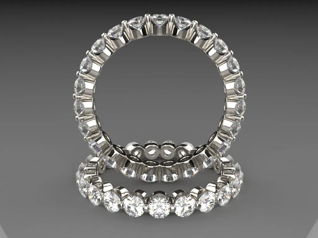 Ladies Floating Diamond Eternity Band w 2.5mm wide lab grown round diamonds