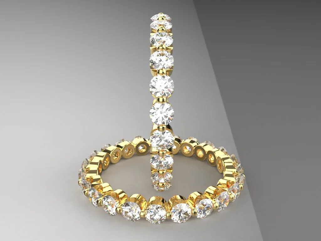 Ladies Floating Diamond Eternity Band w 2.5mm wide lab grown round diamonds