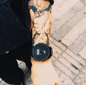 Large Dial Leather Strap Watch