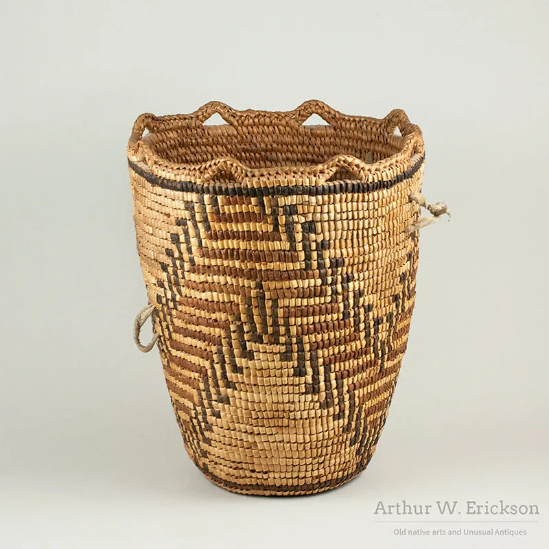 Large Fully Imbricated Klickitat Berry Basket with unfinished tumpline