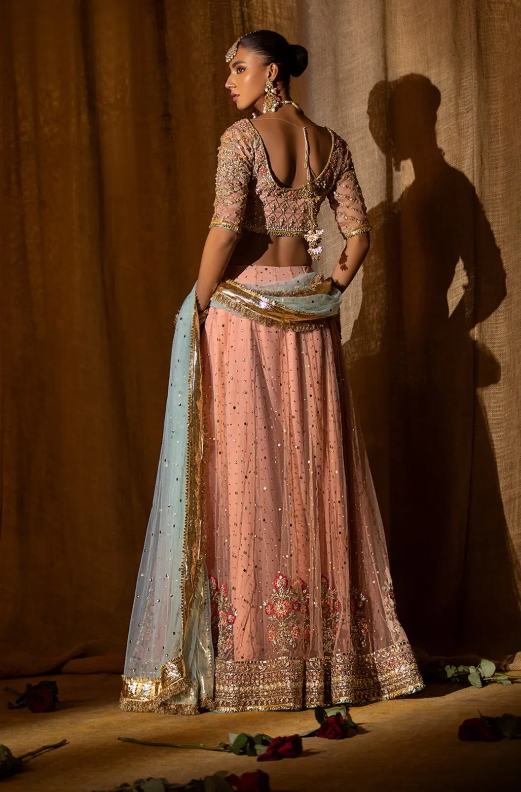 Lehenga Choli Bridal Wedding Dress in Pastel Color