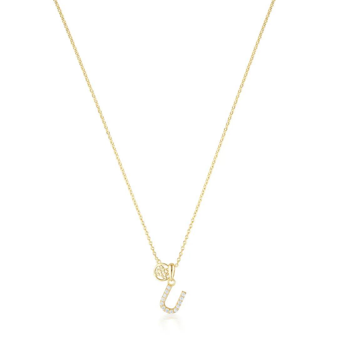 LUXURY LETTERS U INITIAL PENDANT GOLD