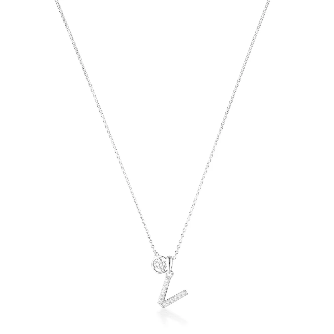 LUXURY LETTERS V INITIAL PENDANT SILVER
