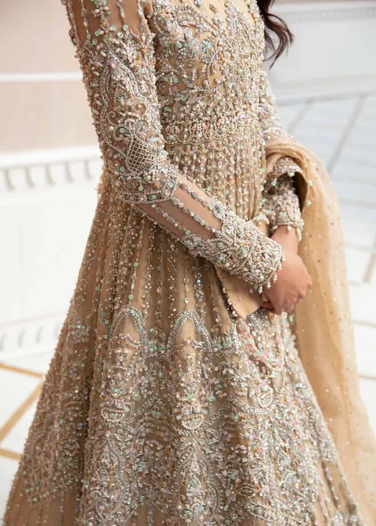 Luxury Nude Heavily Embellished Pakistani Wedding Dress Pishwas Lehenga