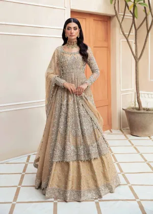 Luxury Nude Heavily Embellished Pakistani Wedding Dress Pishwas Lehenga